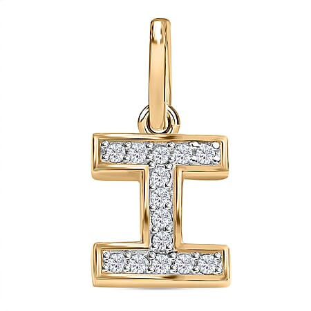 Diamond Initial I Pendant in 18K Vermeil Yellow Gold Plated Sterling Silver 0.15 Ct Diamond Initial I Pendant in 18K Vermeil Yellow Gold Plated Sterling Silver 0.15 Ct