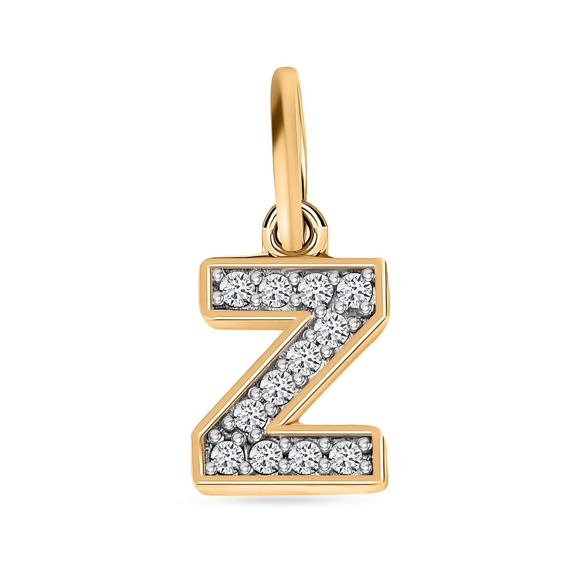 White Diamond  Fancy Pendant in 18K YG Vermeil Plated Sterling Silver 0.15 ct.