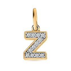 Diamond Initial S Pendant in 18K Vermeil Yellow Gold Plated Sterling Silver 0.15 Ct