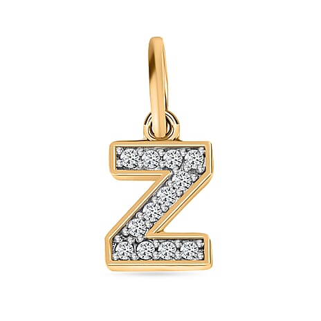 White Diamond  Fancy Pendant in 18K YG Vermeil Plated Sterling Silver 0.15 ct.