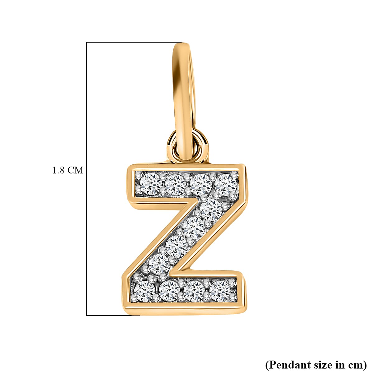 White Diamond  Fancy Pendant in 18K YG Vermeil Plated Sterling Silver 0.15 ct.