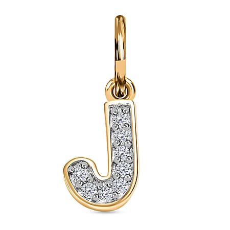 Diamond Initial J Pendant in 18K Vermeil Yellow Gold Plated Sterling Silver 0.15 Ct Diamond Initial J Pendant in 18K Vermeil Yellow Gold Plated Sterling Silver 0.15 Ct