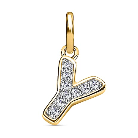 Diamond Initial Y Pendant in 18K Vermeil Yellow Gold Plated Sterling Silver 0.17 Ct