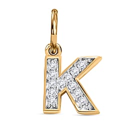 Diamond Initial S Pendant in 18K Vermeil Yellow Gold Plated Sterling Silver 0.15 Ct