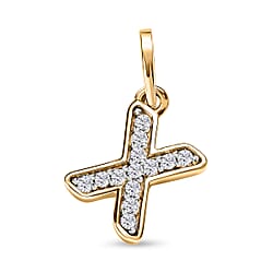 Diamond Initial S Pendant in 18K Vermeil Yellow Gold Plated Sterling Silver 0.15 Ct