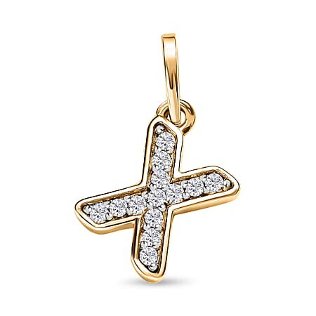 Diamond Initial X Pendant in 18K Vermeil Yellow Gold Plated Sterling Silver 0.16 Ct Diamond Initial X Pendant in 18K Vermeil Yellow Gold Plated Sterling Silver 0.16 Ct