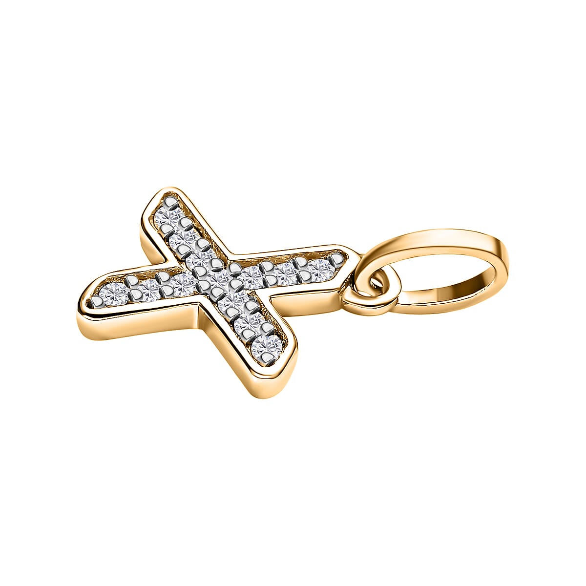 Diamond Initial X Pendant in 18K Vermeil Yellow Gold Plated Sterling Silver 0.17 Ct
