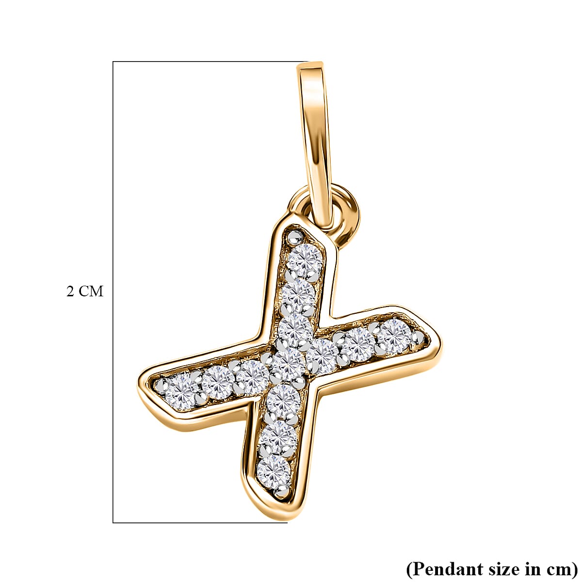 Diamond Initial X Pendant in 18K Vermeil Yellow Gold Plated Sterling Silver 0.17 Ct