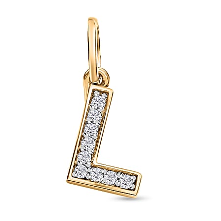 Diamond Initial L Pendant in 18K Vermeil Yellow Gold Plated Sterling Silver 0.15 Ct Diamond Initial L Pendant in 18K Vermeil Yellow Gold Plated Sterling Silver 0.15 Ct