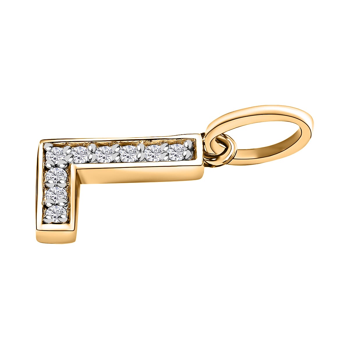 Diamond Initial L Pendant in 18K Vermeil Yellow Gold Plated Sterling Silver 0.17 Ct