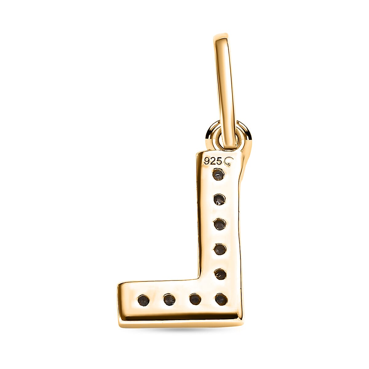 Diamond Initial L Pendant in 18K Vermeil Yellow Gold Plated Sterling Silver 0.17 Ct
