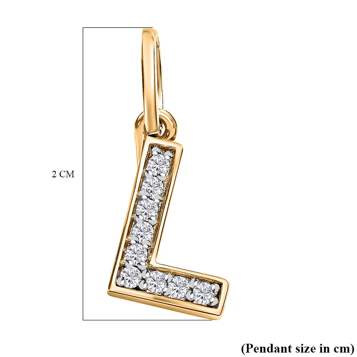 Diamond Initial L Pendant in 18K Vermeil Yellow Gold Plated Sterling Silver 0.17 Ct