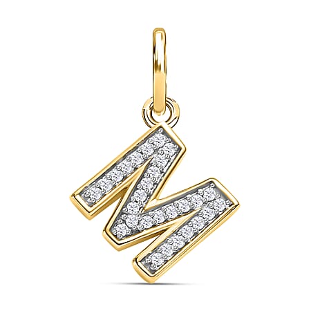 Diamond Initial M Pendant in 18K Vermeil Yellow Gold Plated Sterling Silver 0.14 Ct Diamond Initial M Pendant in 18K Vermeil Yellow Gold Plated Sterling Silver 0.14 Ct