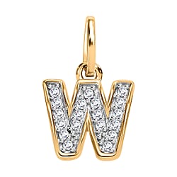 Diamond Initial S Pendant in 18K Vermeil Yellow Gold Plated Sterling Silver 0.15 Ct
