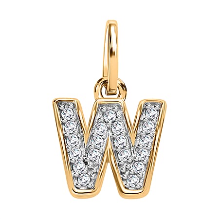 Diamond Initial W Pendant in 18K Vermeil Yellow Gold Plated Sterling Silver 0.16 Ct Diamond Initial W Pendant in 18K Vermeil Yellow Gold Plated Sterling Silver 0.16 Ct