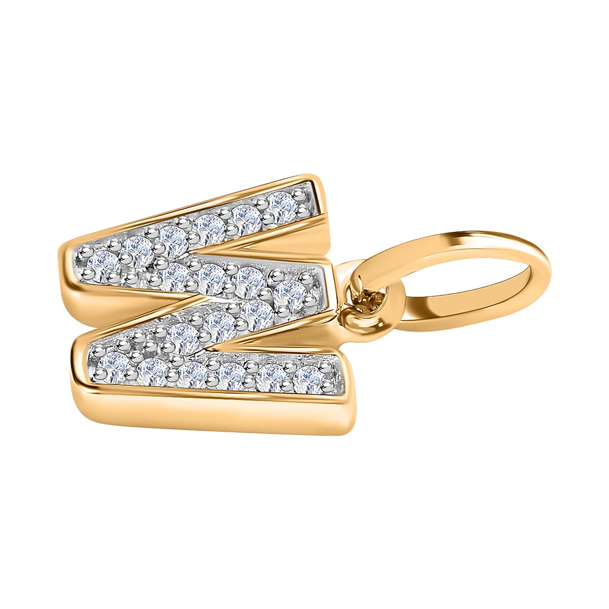Diamond Initial W Pendant in 18K Vermeil Yellow Gold Plated Sterling Silver 0.17 Ct