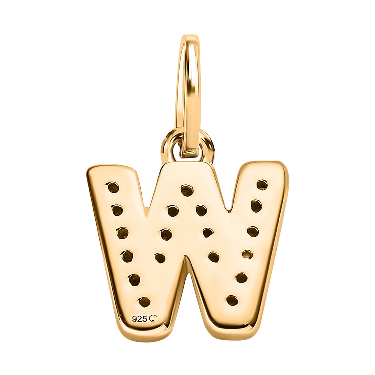 Diamond Initial W Pendant in 18K Vermeil Yellow Gold Plated Sterling Silver 0.17 Ct