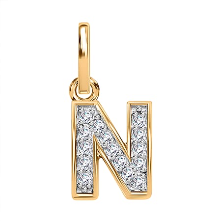 Diamond Initial N Pendant in 18K Vermeil Yellow Gold Plated Sterling Silver 0.15 Ct Diamond Initial N Pendant in 18K Vermeil Yellow Gold Plated Sterling Silver 0.15 Ct
