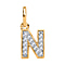 Diamond Initial A Pendant in 18K Vermeil Yellow Gold Plated Sterling Silver 0.15 Ct