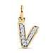 Diamond Initial B Pendant in 18K Vermeil Yellow Gold Plated Sterling Silver 0.17 Ct