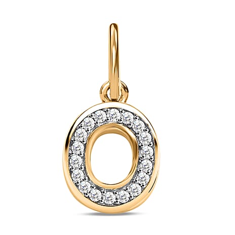 Diamond Initial O Pendant in 18K Vermeil Yellow Gold Plated Sterling Silver 0.17 Ct