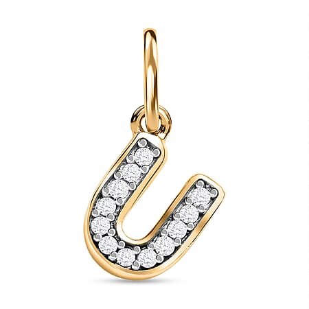 Diamond Initial U Pendant in 18K Vermeil Yellow Gold Plated Sterling Silver 0.16 Ct Diamond Initial U Pendant in 18K Vermeil Yellow Gold Plated Sterling Silver 0.16 Ct