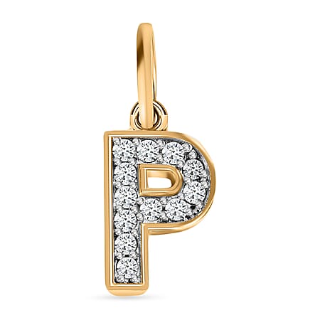 Diamond Initial P Pendant in 18K Vermeil Yellow Gold Plated Sterling Silver 0.16 Ct Diamond Initial P Pendant in 18K Vermeil Yellow Gold Plated Sterling Silver 0.16 Ct