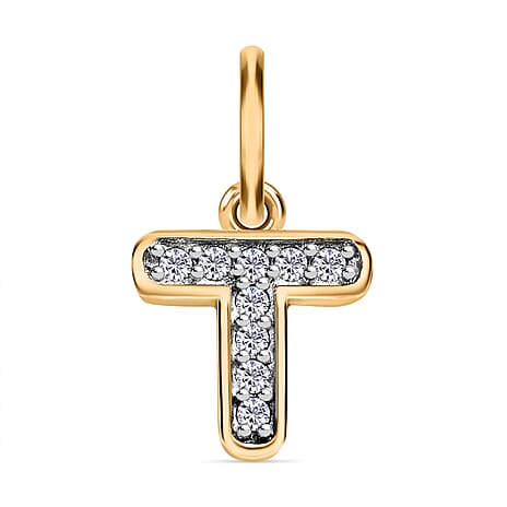 Diamond Initia T Pendant in 18K Vermeil Yellow Gold Plated Sterling Silver 0.17 Ct