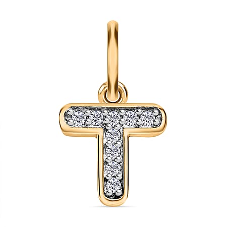 Diamond Initial T Pendant in 18K Vermeil Yellow Gold Plated Sterling Silver 0.15 Ct Diamond Initial T Pendant in 18K Vermeil Yellow Gold Plated Sterling Silver 0.15 Ct