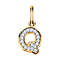 Diamond Initial J Pendant in 18K Vermeil Yellow Gold Plated Sterling Silver 0.17 Ct
