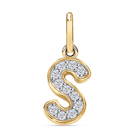 Diamond Initia S Pendant in 18K Vermeil Yellow Gold Plated Sterling Silver 0.17 Ct