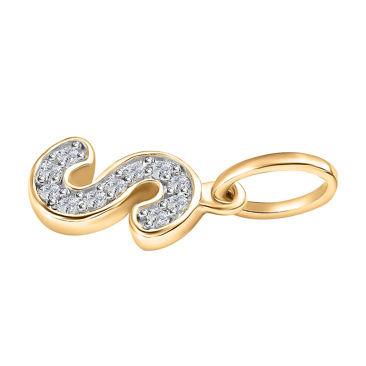 Diamond Initia S Pendant in 18K Vermeil Yellow Gold Plated Sterling Silver 0.17 Ct