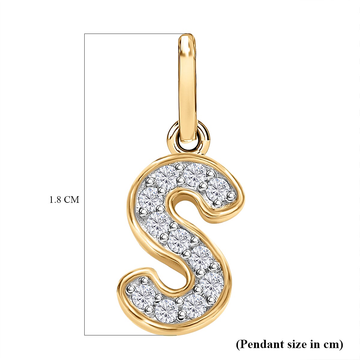 Diamond Initia S Pendant in 18K Vermeil Yellow Gold Plated Sterling Silver 0.17 Ct