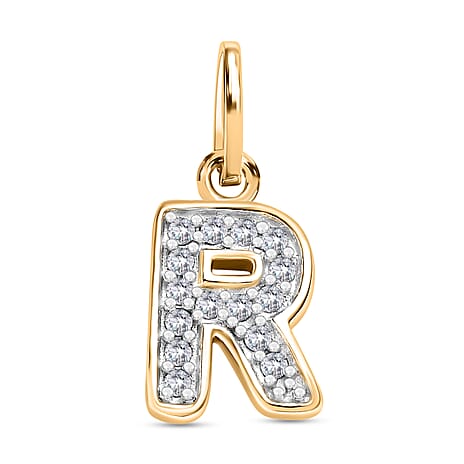 White Diamond  Fancy Pendant in 18K YG Vermeil Plated Sterling Silver 0.15 ct.