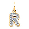 Diamond Initial M Pendant in 18K Vermeil Yellow Gold Plated Sterling Silver 0.17 Ct