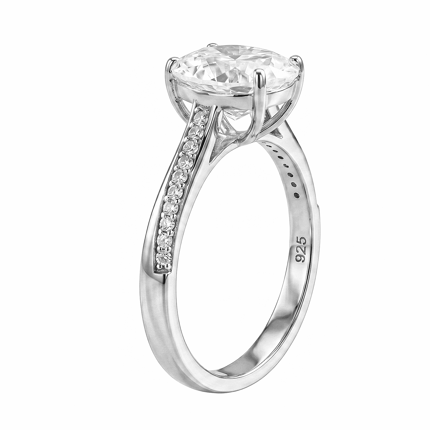 Moissanite Solitaire Ring in Sterling Silver