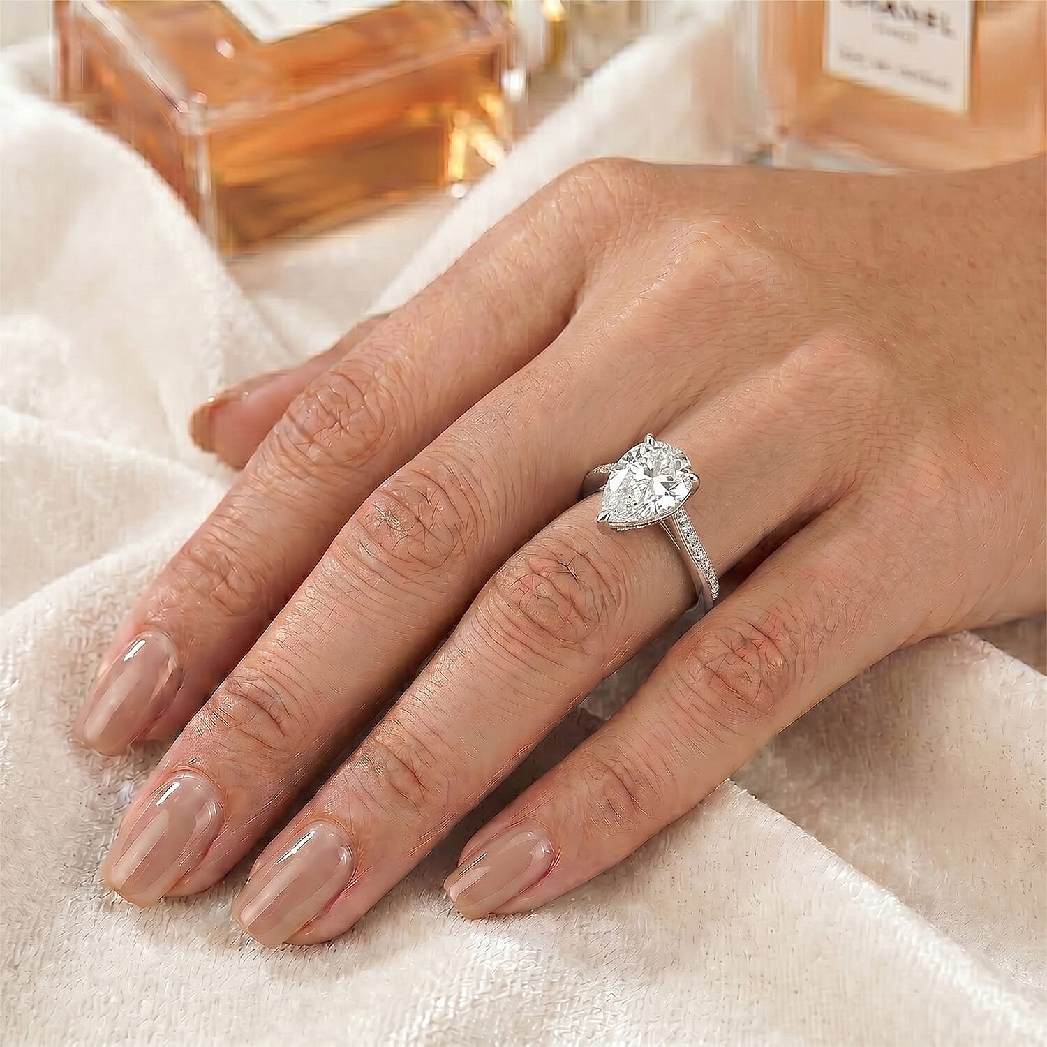 Moissanite Solitaire Ring in Sterling Silver