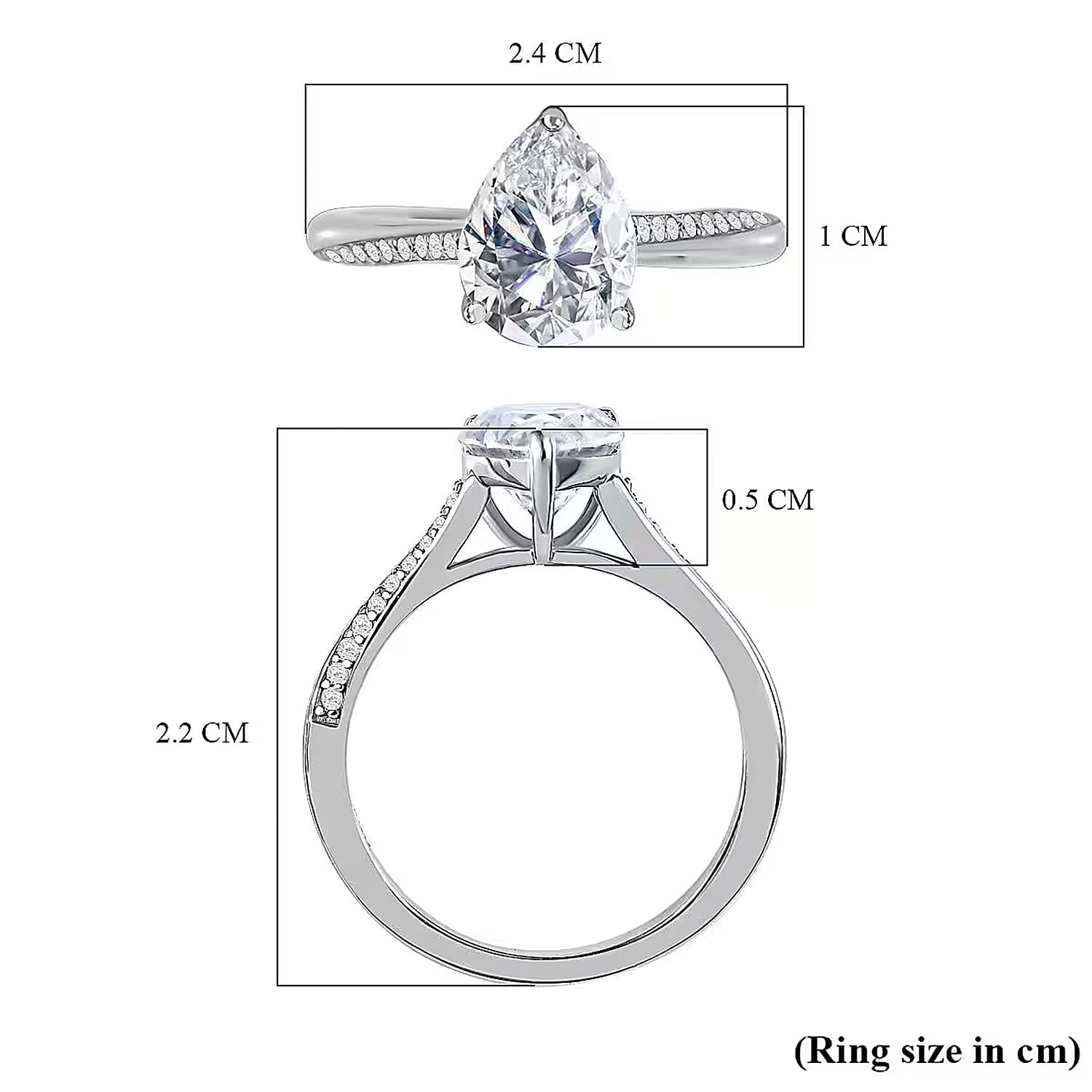 Moissanite Solitaire Ring in Sterling Silver