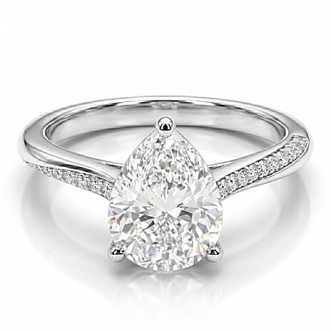 Moissanite Ring in Platinum Overlay Sterling Silver 1.90 Ct.