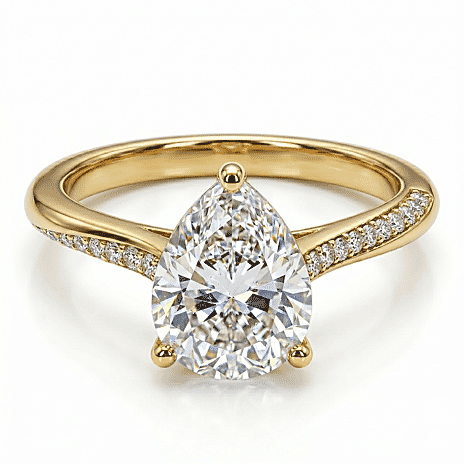 Moissanite Ring in 18K Vermeil Yellow Gold Plated Sterling Silver 1.9 Ct.