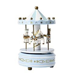 Handcrafted 4-horse Wood Carousel Musical Box - White