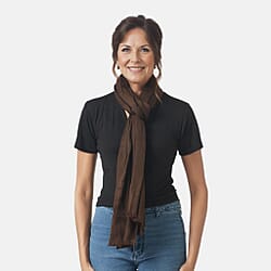 La Marey Cashmere Wool Solid Scarf (Size 198x1 cm) - Chocolate & Chocolate