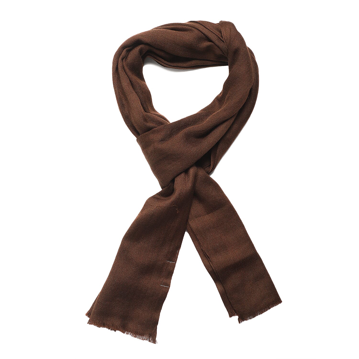 La Marey 100% Cashmere Solid Scarf (Size 198x71 cm) - Chocolate