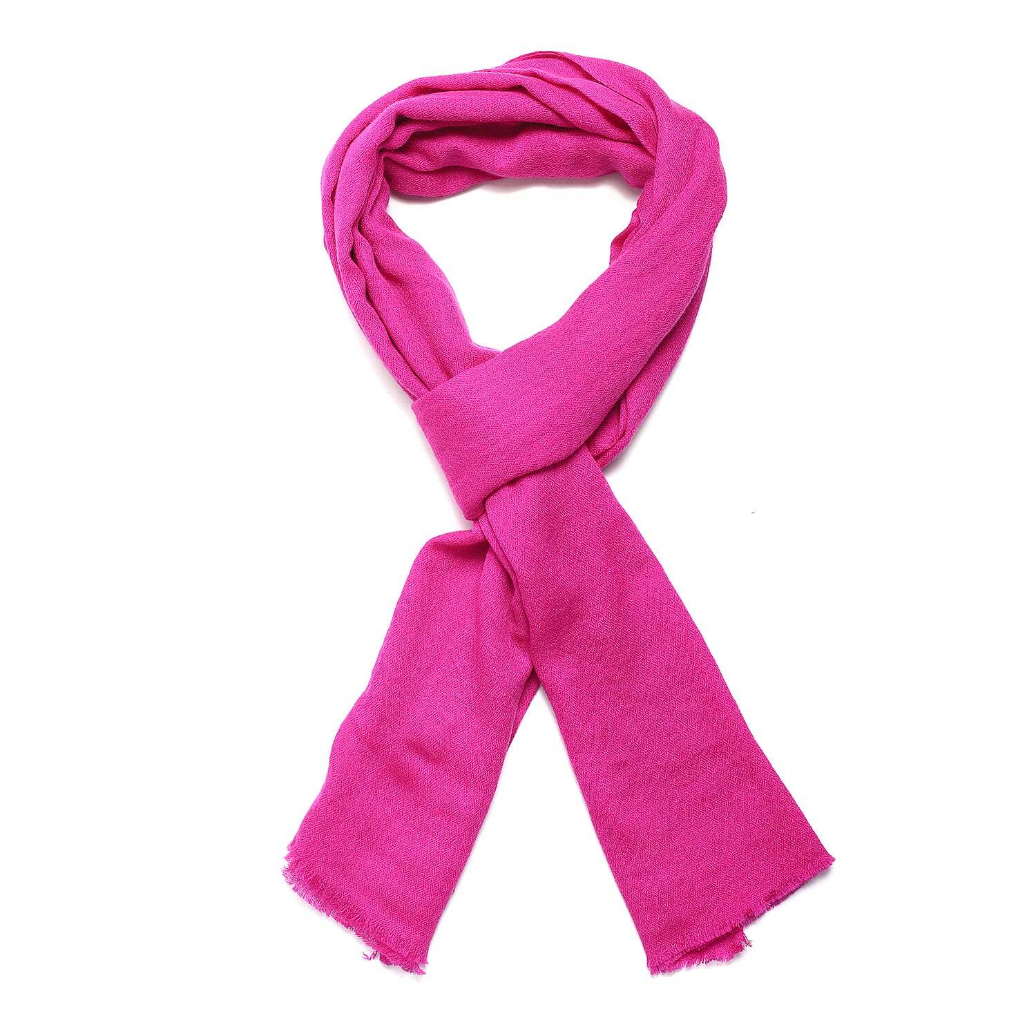 La Marey 100% Cashmere Solid Scarf (Size 198x71 cm) - Fuchsia