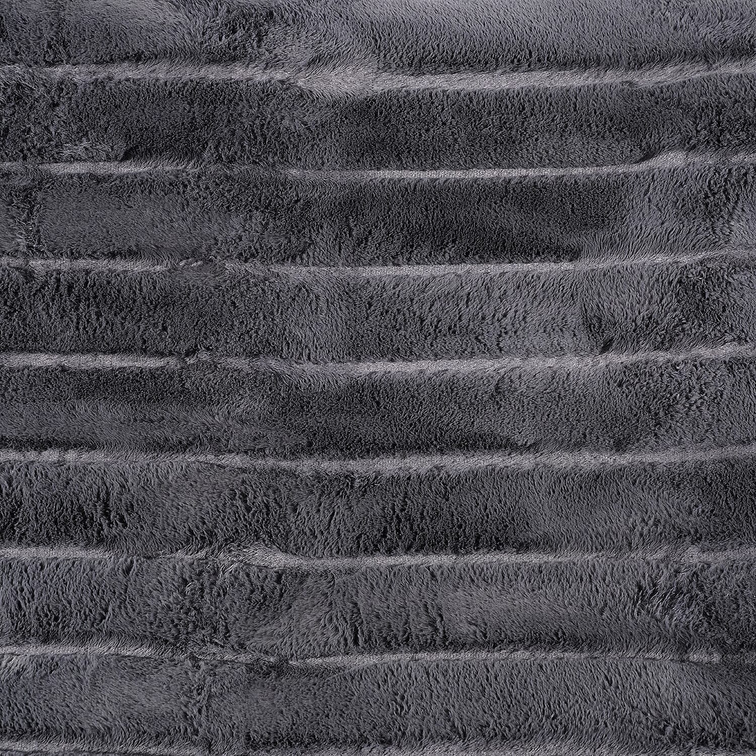 Ideal World Pick of the Day- Faux Rabbit Fur Patterned Blanket (Size 150 x 200 cm) - Dark Grey - White