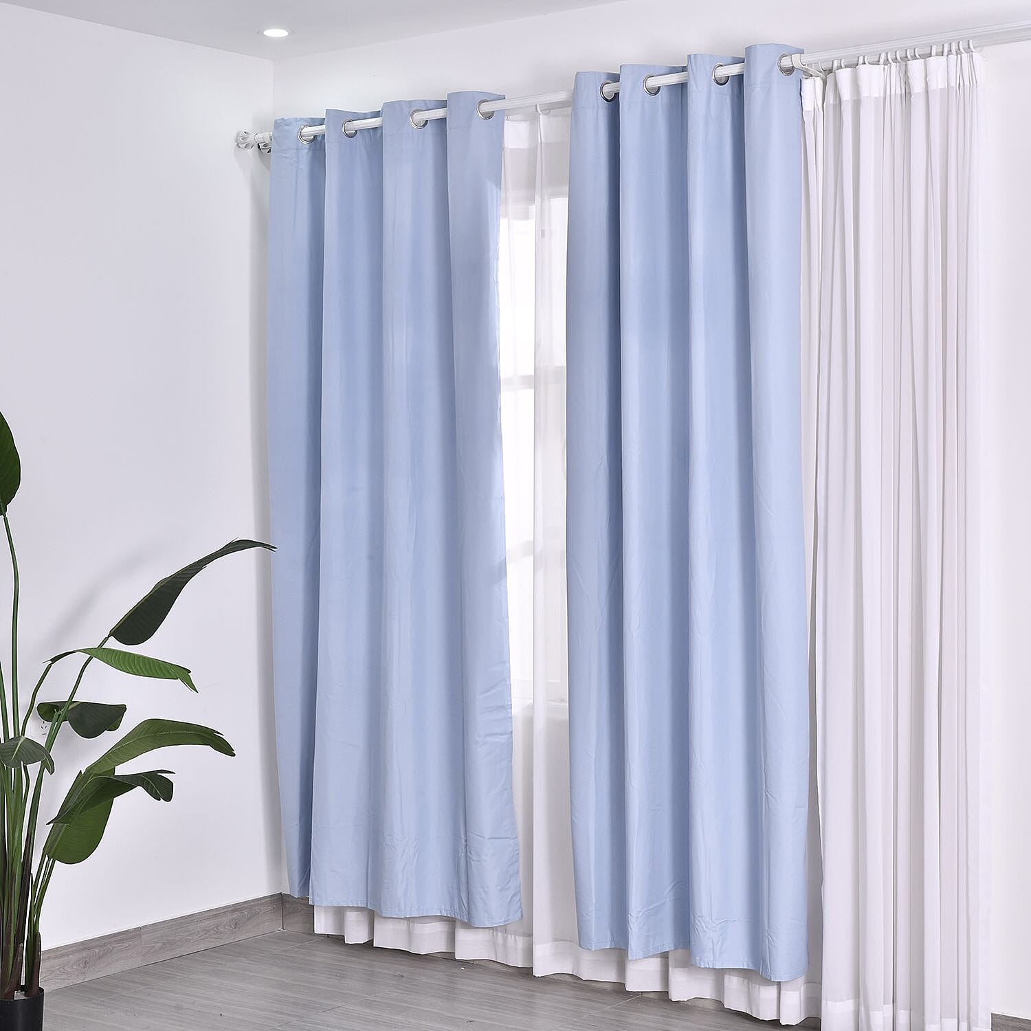 Homesmart Curtain and Blind (Size 132x240 cm) - Blue