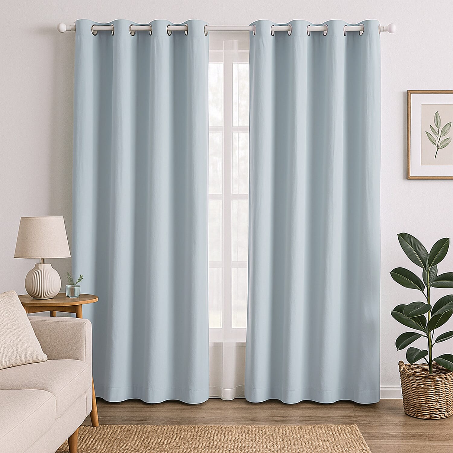 Set of 2 - Homesmart UV Protected Heat Repelling Blackout Curtains with Metal Eyelets (Size 240x132 Cm - 94.4 x 51.9 inches) - Mint