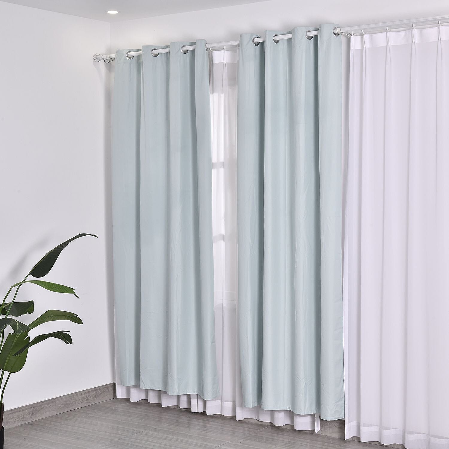 Set of 2 - Homesmart UV Protected Heat Repelling Blackout Curtains with Metal Eyelets (Size 240x132 Cm - 94.4 x 51.9 inches) - Mint