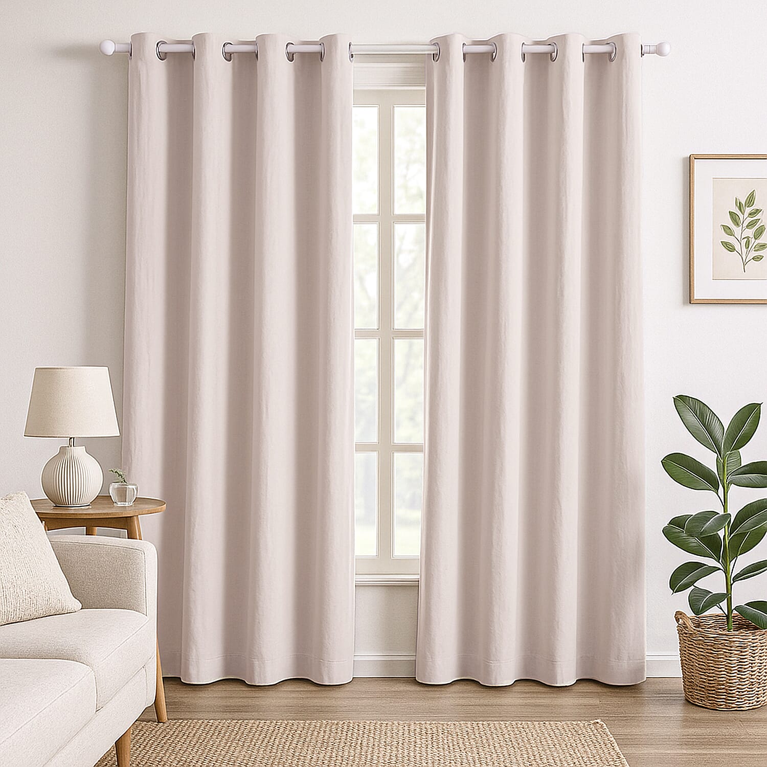 Set of 2 - Homesmart Heat Repelling Blackout Curtains with Metal Eyelets (Size 240x132 Cm) - Beige