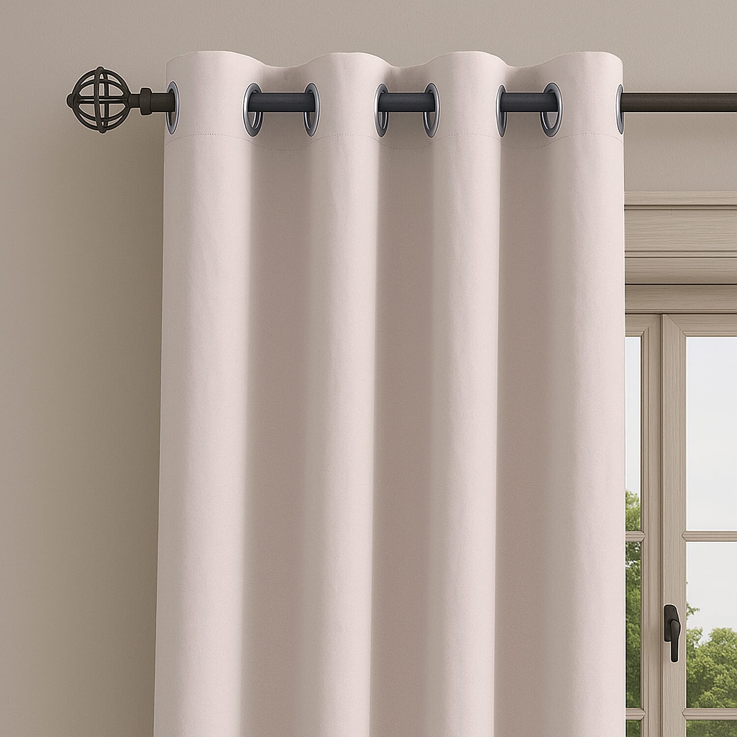 Set of 2 - Homesmart Heat Repelling Blackout Curtains with Metal Eyelets (Size 240x132 Cm) - Beige